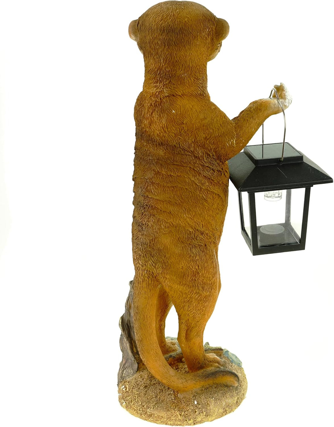 Kremers Schatzkiste Erdmännchen Eddy mit Solarlaterne Figur Gartenfigur 38 cm Tierfigur