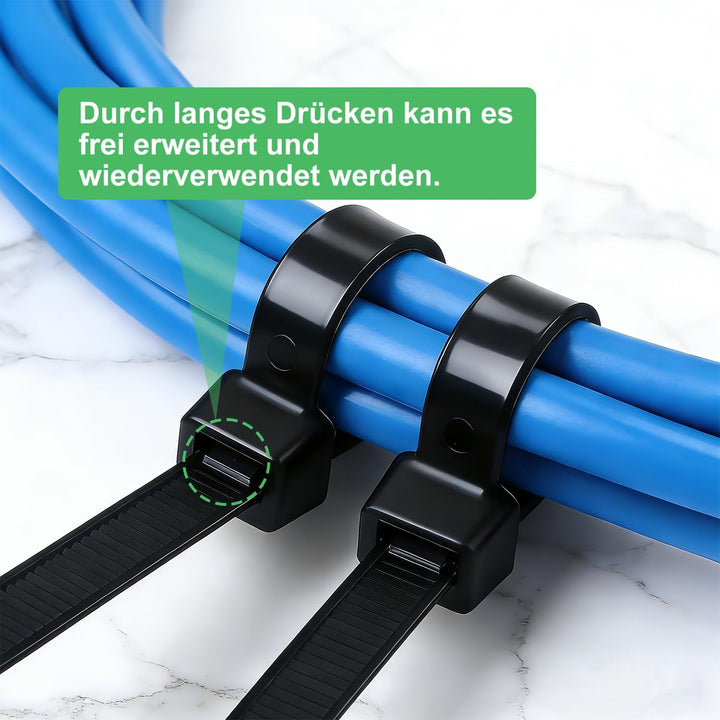 Kabelbinder Schwarz Extra Lang 100 Stück 650 × 8.8mm Breit Cable Ties mit 70 kg Zugfestigkeit Kann i