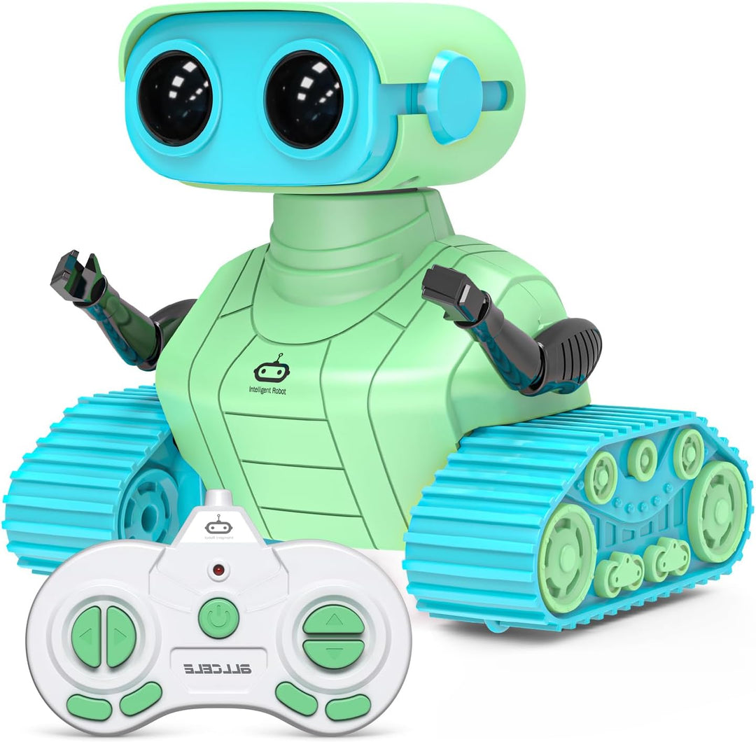 ALLCELE Roboter Kinder Spielzeug,wiederaufladbarer Ferngesteuerter Roboter mit LED-Augenmusik und lu