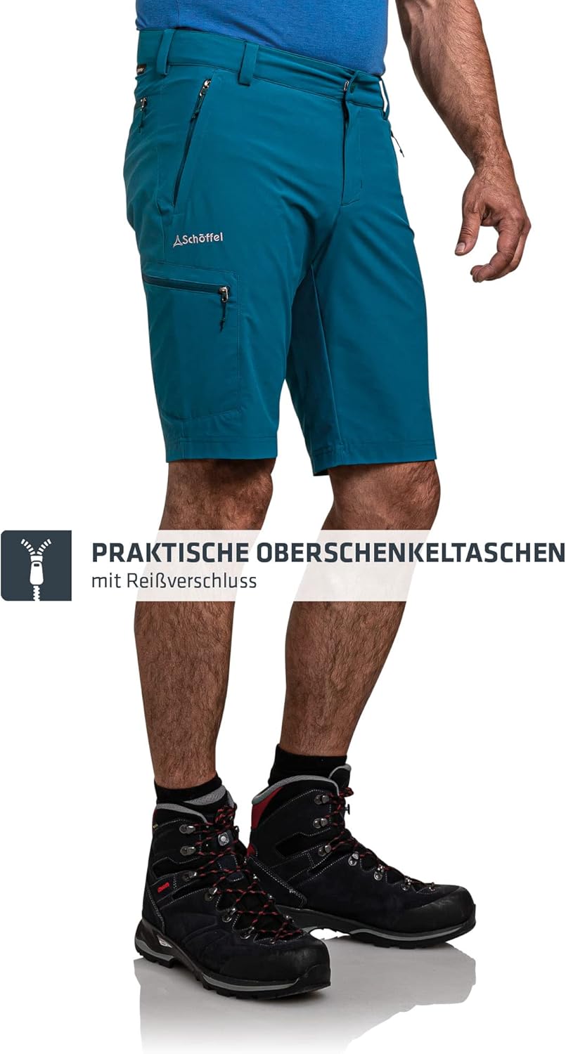 Schöffel Herren Shorts Folkstone, vielseitige kurze Wanderhose mit verstellbarem Bund, Outdoor Hose