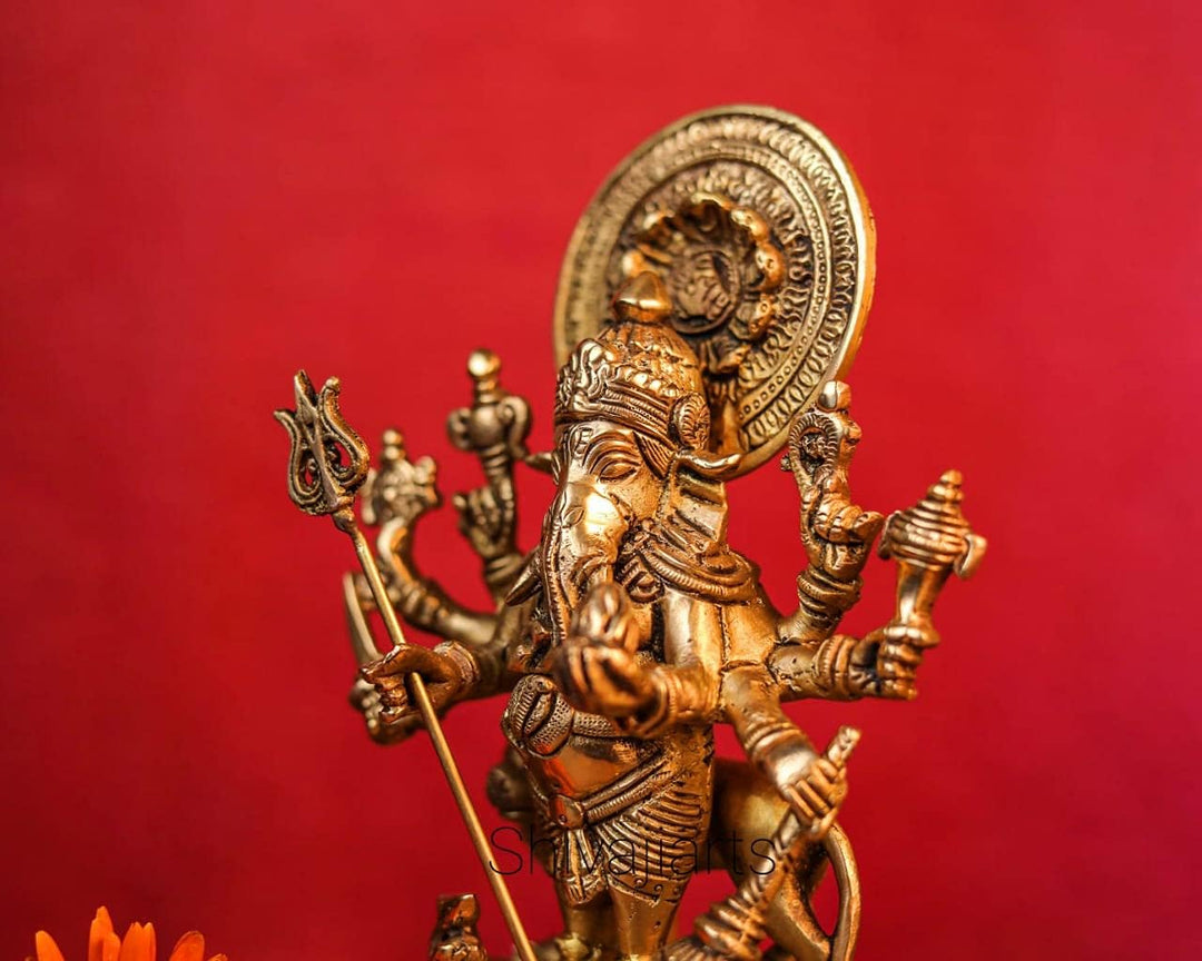 Ganesha-Statue, Gott Glück, Herr der Weisheit, Ganesha-Statue, Messing-Skulptur, 22,9 cm Dirshti Gan
