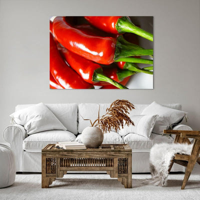 Bilder auf Leinwand 100x70cm Leinwandbild mit Rahmen Gemüse würzig Chili Gross Wanddeko Bild Schlafz