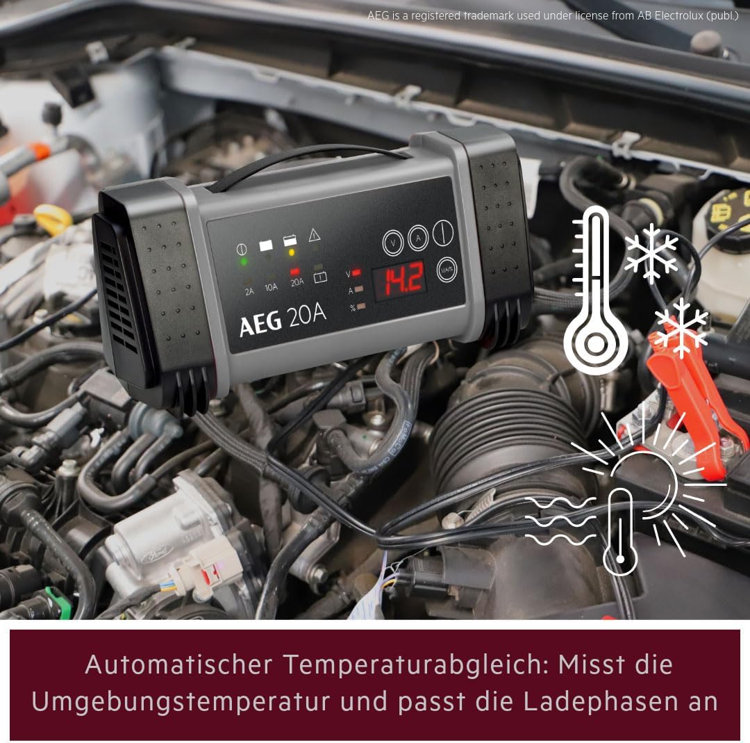 AEG 97025 Mikroprozessor Batterie Ladegerät LT 20 Ampere für 12/24 V, 9-stufig, Power-Supply, automa