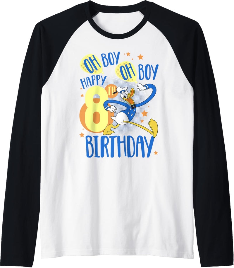 Disney Donald Duck Alles Gute zum 8. Geburtstag Oh Junge Oh Junge Raglan