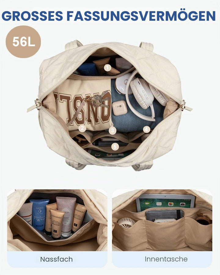 LOVEVOOK Reisetasche, leichte Wochenendtasche für Damen, mit Schuhfach, Puffer Turnbeutel, persönlic