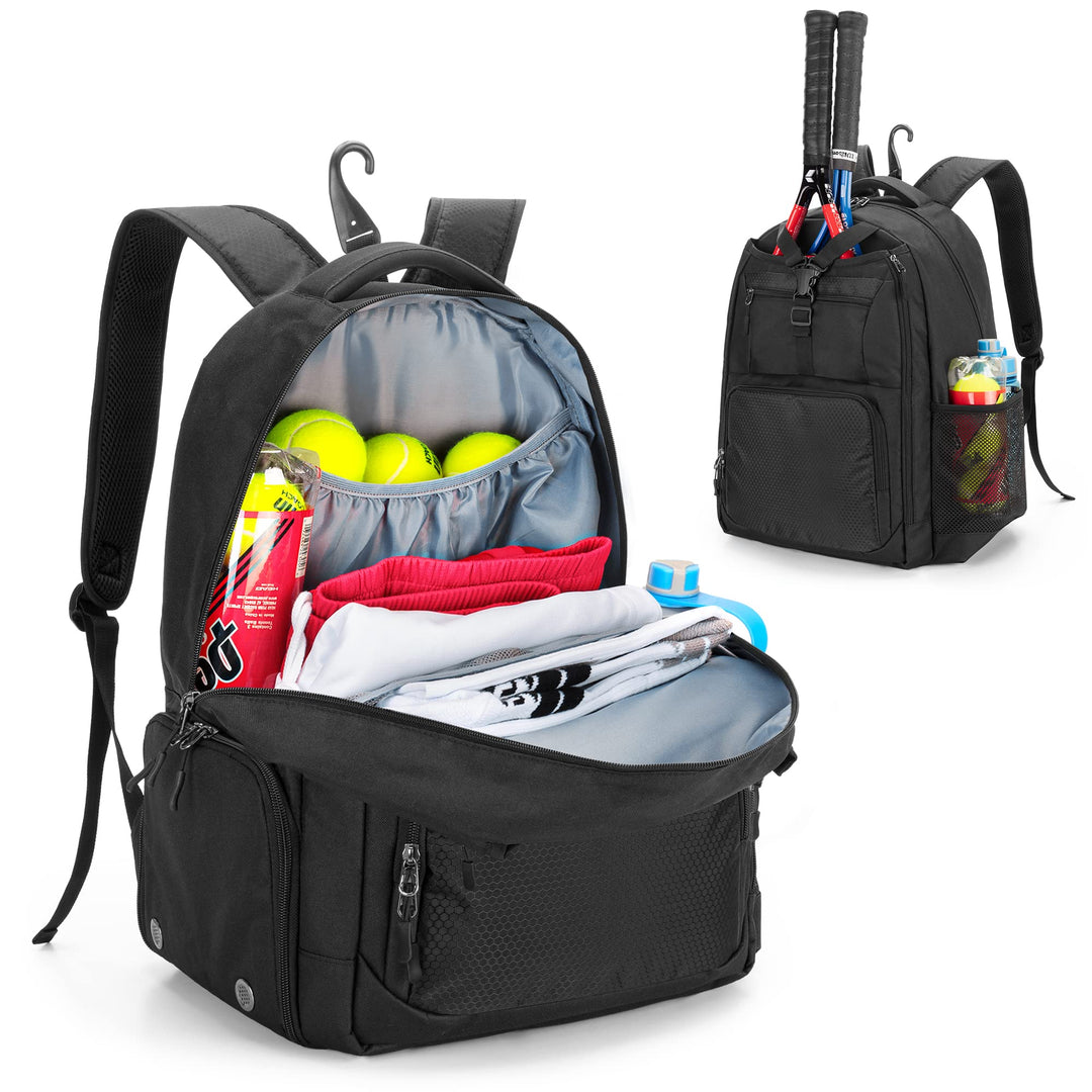 DSLEAF Tennistasche für 2 Schläger, Tennisrucksack mit separatem Schuhfach für Sporttraining, Fitnes