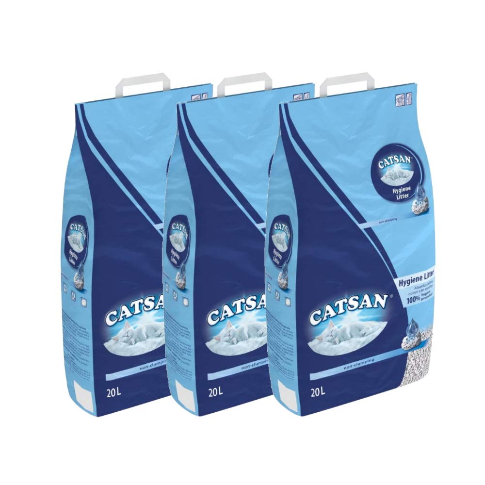 Catsan Hygiene-Katzenstreu, nicht klumpend, 3 x 20 l 20 l (Pack of 1), 20 l (Pack of 1)