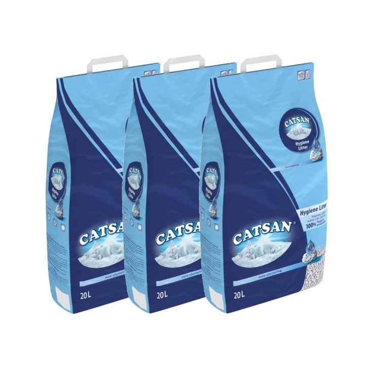 Catsan Hygiene-Katzenstreu, nicht klumpend, 3 x 20 l 20 l (Pack of 1), 20 l (Pack of 1)