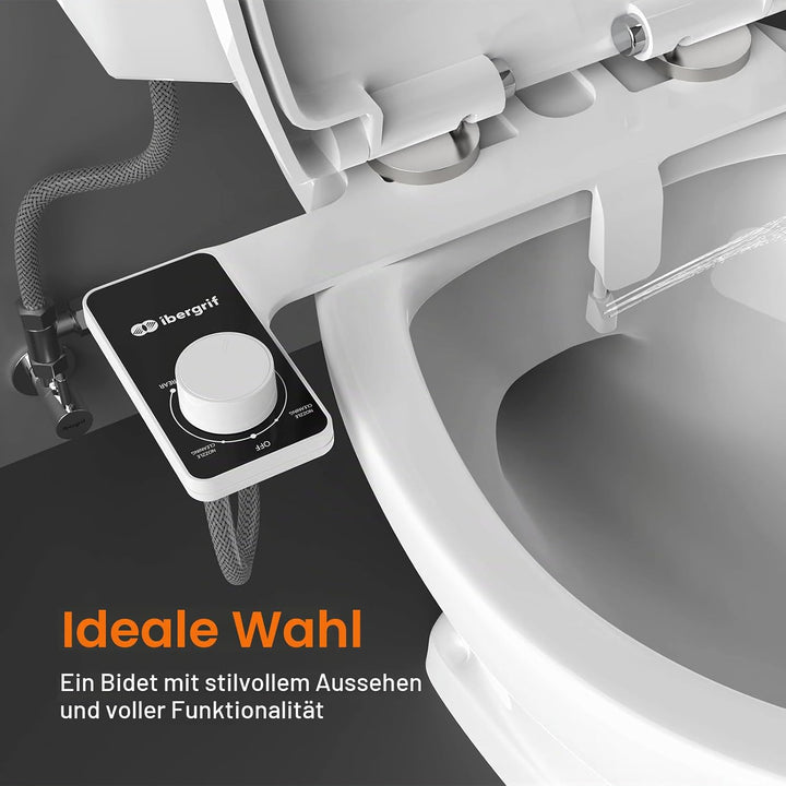 Ibergrif Bidet Aufsatz, Ultra-Slim Bidet Einsatz für Toilette, Nicht Elektrisch, Einstellbarer Druck