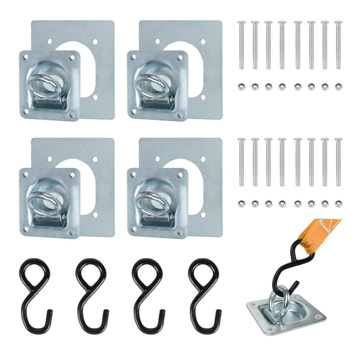 EXLECO 4pcs Zurrösen für Anhänger mit Gegenplatte &amp; Schrauben, Zurrmulden Versenkt Anhängerösen Verz