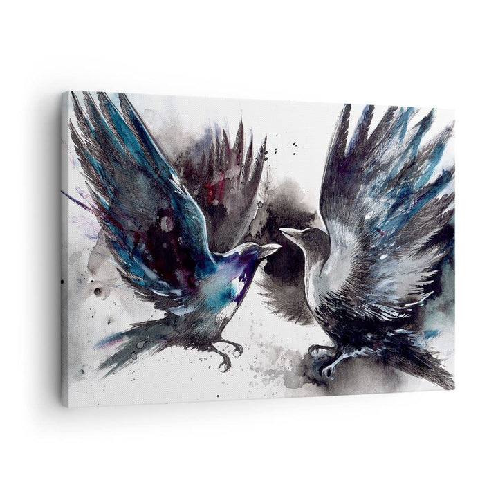 Bilder auf Leinwand Vogel Natur Feder Leinwandbild mit Rahmen 70x50cm Wandbilder Dekoration Wohnzimm