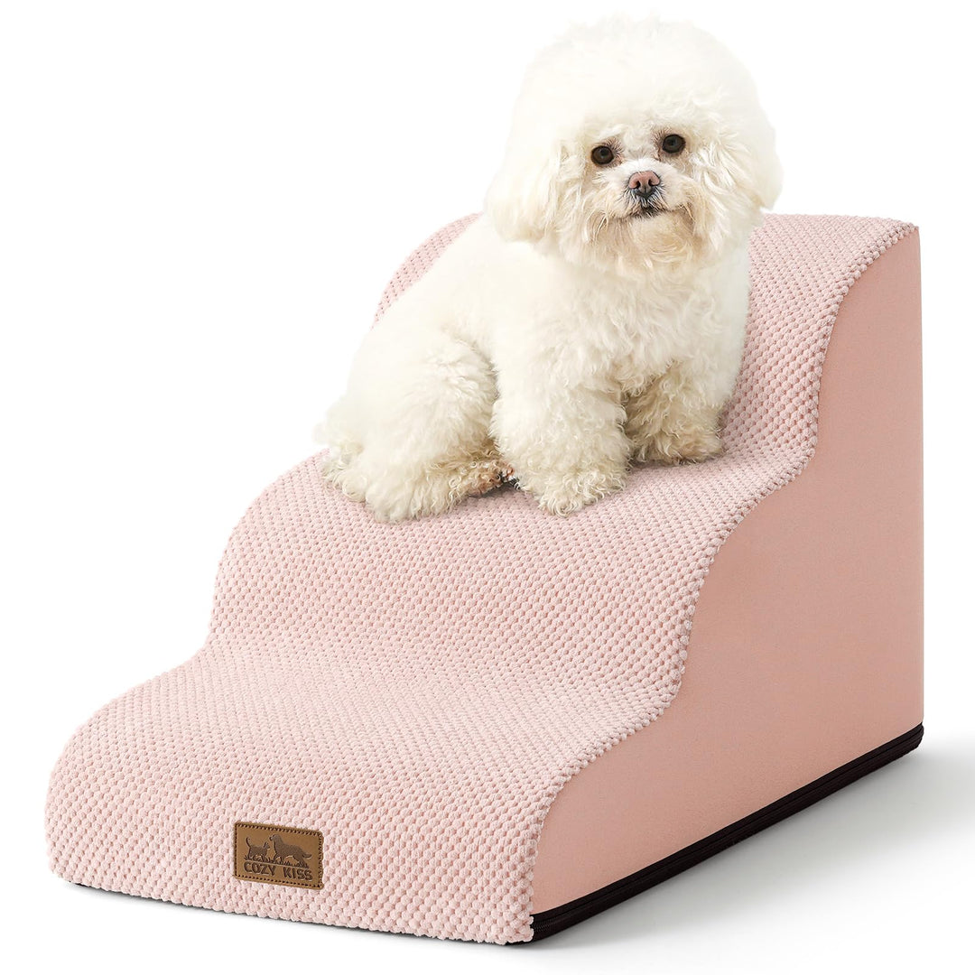 COZY KISS Hundetreppe für Kleine Hunde, Haustiertreppe für Couch aus Hochdichtem Schwamm, Hunde Trep