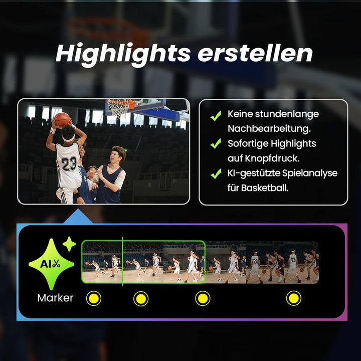 XbotGo Chameleon KI Team Sports Action Cam 4K 60FPS - Automatisch Verfolgen Fussball und Basketball,