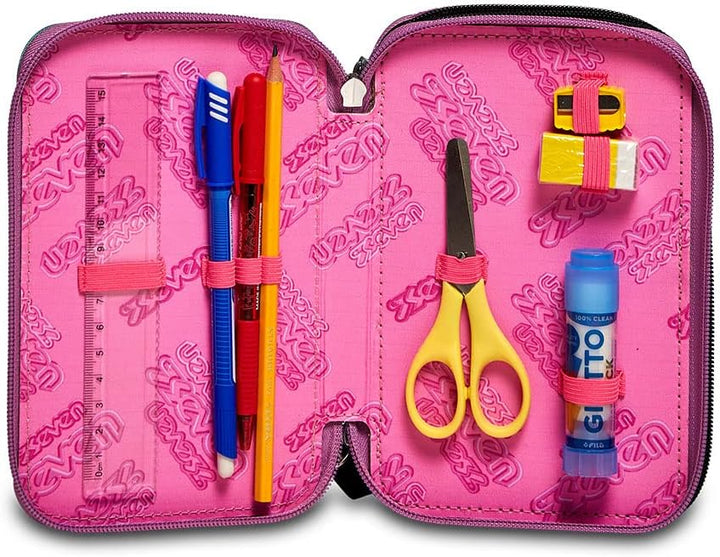 Seven Federmäppchen, Mäppchen, Mehrfarbig, Federtasche für Schreibwaren, Etui komplett mit Bleistift