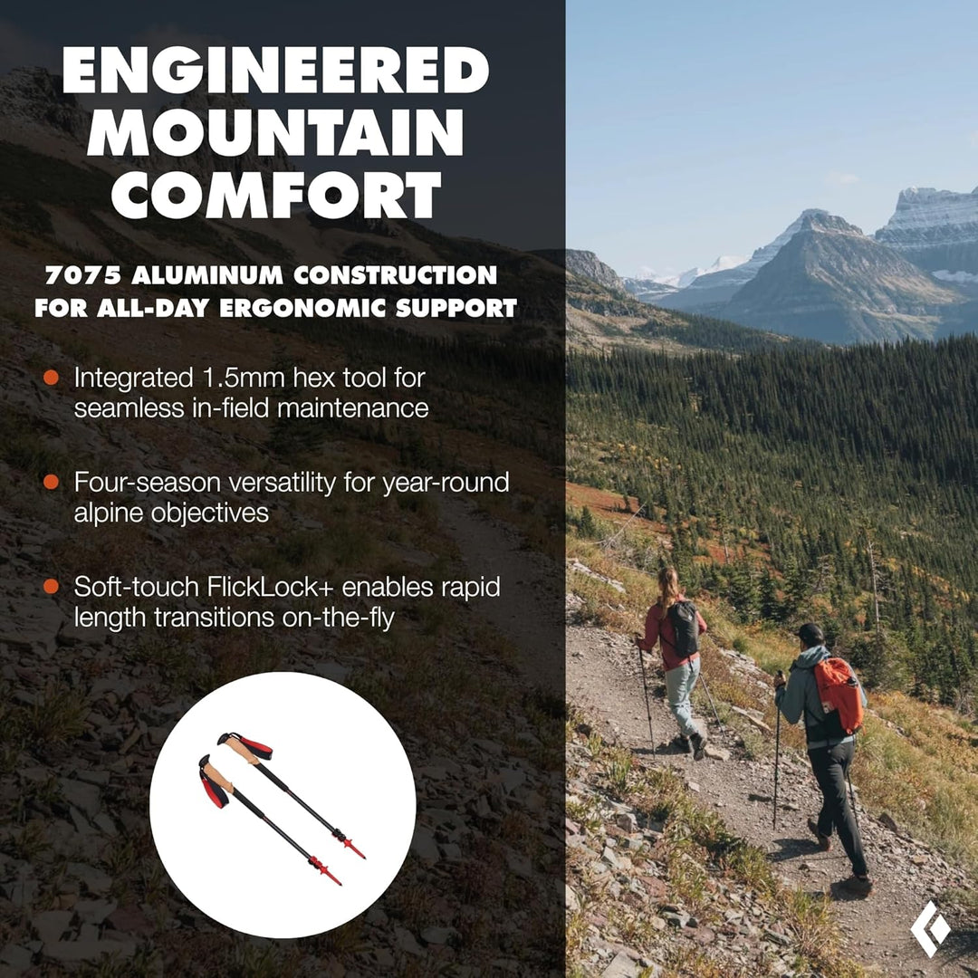 Black Diamond Pursuit Aluminium-Wanderstöcke, zusammenklappbar und verstellbar Sm/Medium Holzkohle-O