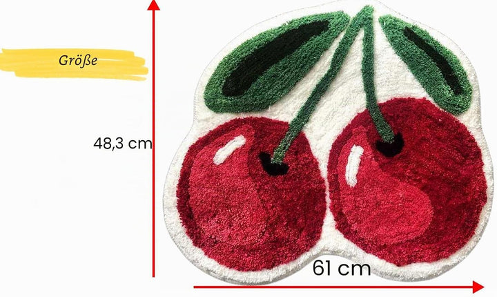 Forssils Kirsch-Badematte für Badezimmer, rutschfest, niedliche Badematten, Obstform, saugfähig, Bad