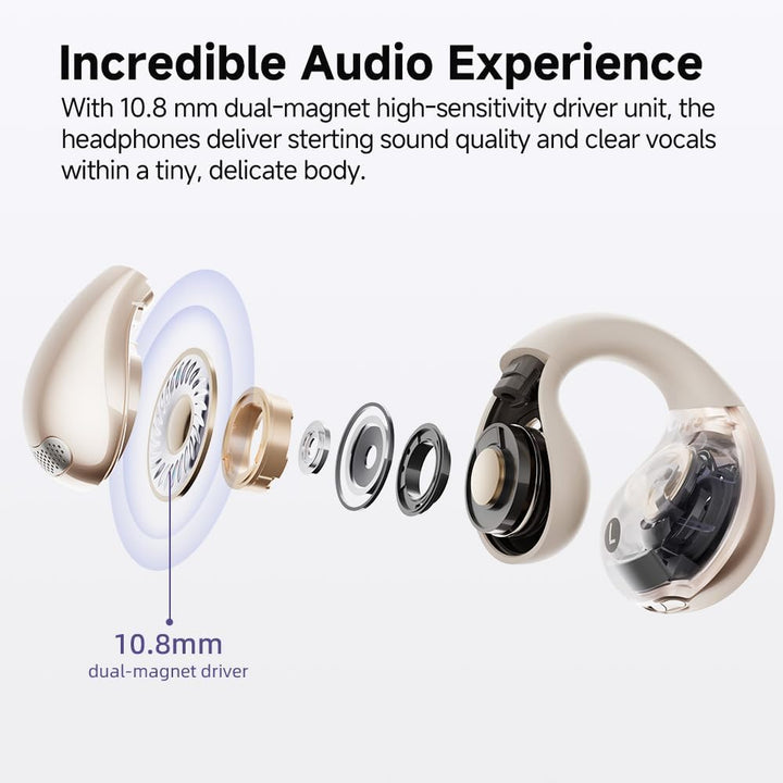 QCY Crossky C30 Open Ear Kopfhörer,Kabellose Bluetooth 5.4 Clip On Kopfhörer,4 Mikrofon ENC Geräusch