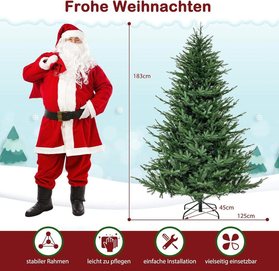 COSTWAY 180 cm Künstlicher Weihnachtsbaum beleuchtet, aufklappbarer Christbaum mit 8 Lichtmodi, 280