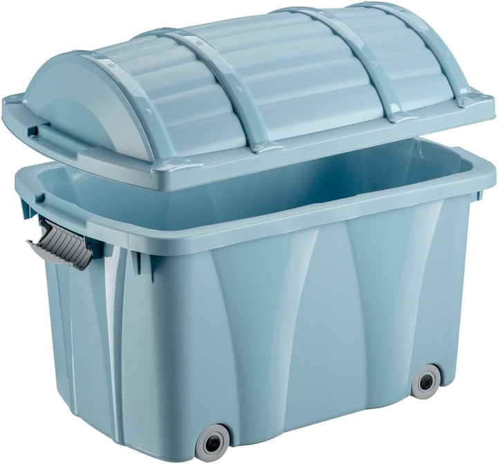 keeeper Piraten-Box, Aufbewahrungsbox mit Rollen und Verschluss, 58 x 37 x 40 cm, Kamil Pure, Blau (