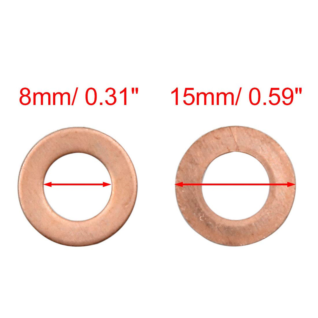 sourcing map 50 STK. Kupfer Unterlegscheiben Kupferringe Dichtungsringe 8mm Innendurchmesser