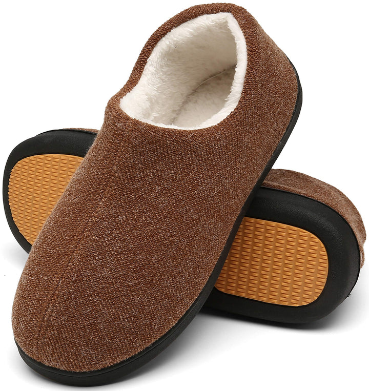 Mishansha Herren Winter Warme Hausschuhe Memory Foam Plüsch Pantoffeln,Gr.39-48, Braun 39 EU