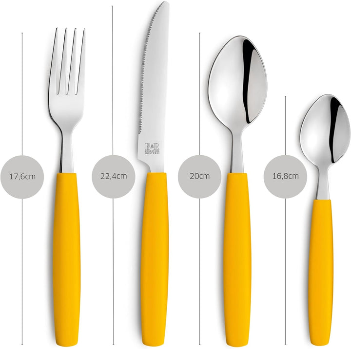 Beckmann & Rommerskirchen VALOA Besteck Set 4 Personen - 16-teilig - Gelb - Spülmaschinenfest - Hoch