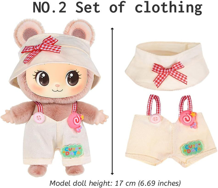 6 Sets Puppenkleidung Outfits Zubehör für 17cm Puppen Inklusive: 4 Hut, 2 Haarpinne, 2 Kleid, 1 Top,