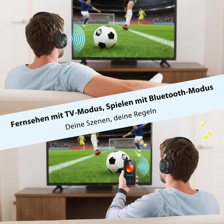 Earbay Kopfhörer für Fernseher mit Sender-Ladestation – TV Kopfhörer kabellos mit V5.4 &amp; 3 Audiomodi