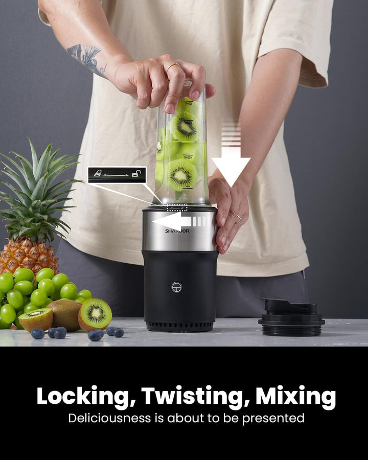 SHARDOR Smoothie Maker, 900W, StandMixer mit 2 * 650ml Flasche | Smoothie Mixer mit Edelstahl 6-Klin