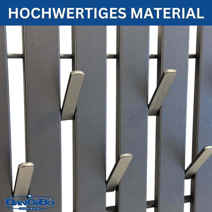 DanDiBo Wandgarderobe Schwarz Metall Modern 96637 Garderobe Wand mit Haken Garderobenleiste Hakenlei