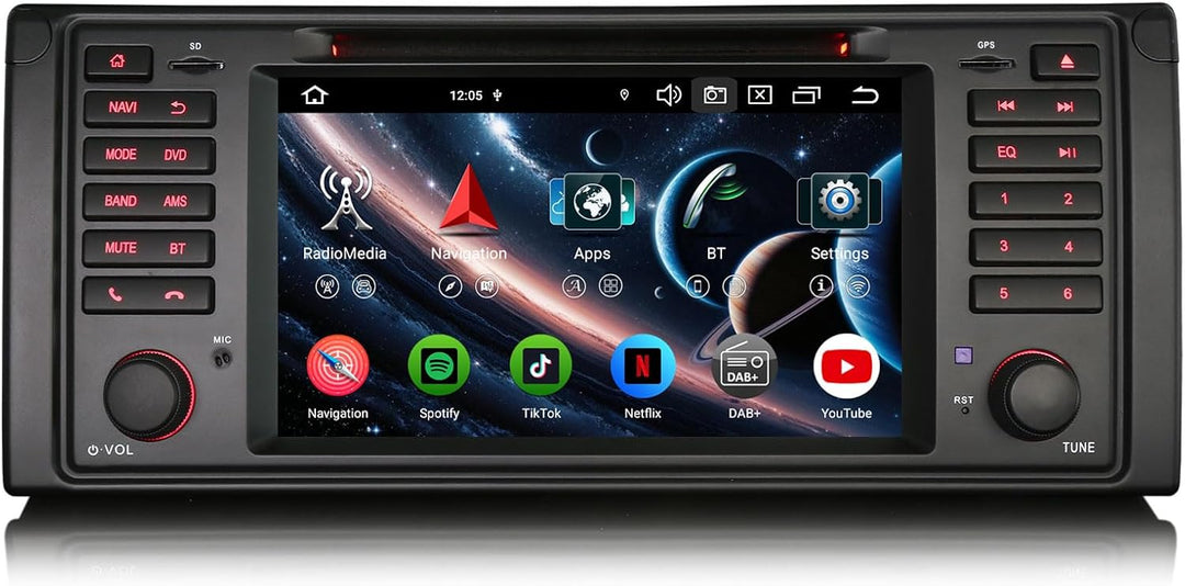 Erisin 8-Kern 4GB RAM+64GB ROM 7 Zoll Android 14 Autoradio GPS Navigation für BMW 5er E39 M5 Unterst