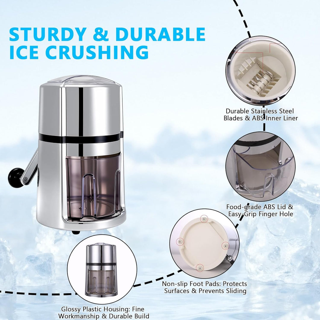 Tragbarer Eiszerkleinerer, Handheld Eiscrusher, Manuell Ice Crusher, Crushed Eismaschine mit Edelsta