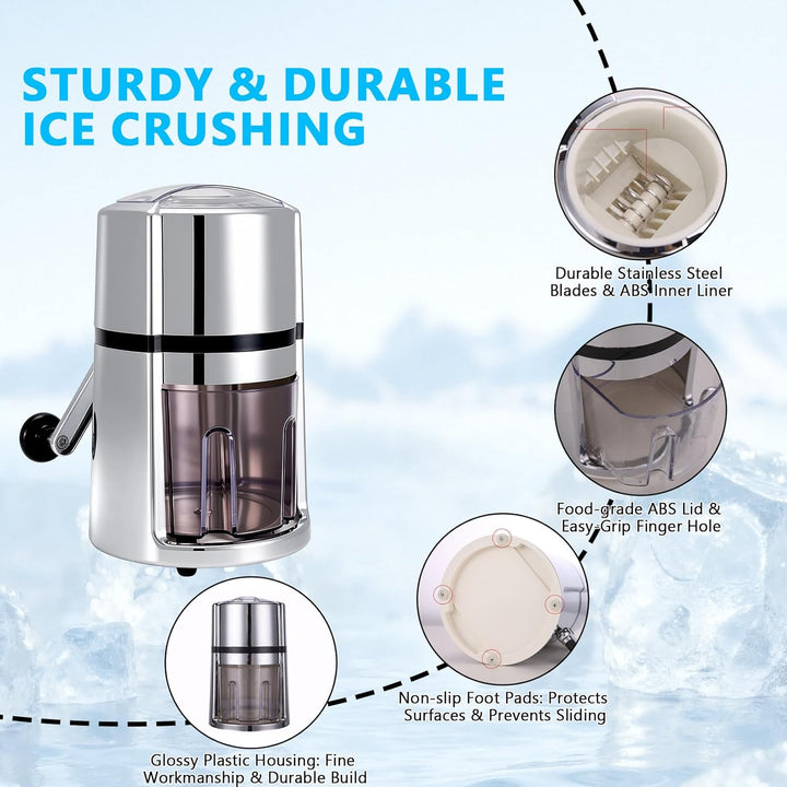 Tragbarer Eiszerkleinerer, Handheld Eiscrusher, Manuell Ice Crusher, Crushed Eismaschine mit Edelsta
