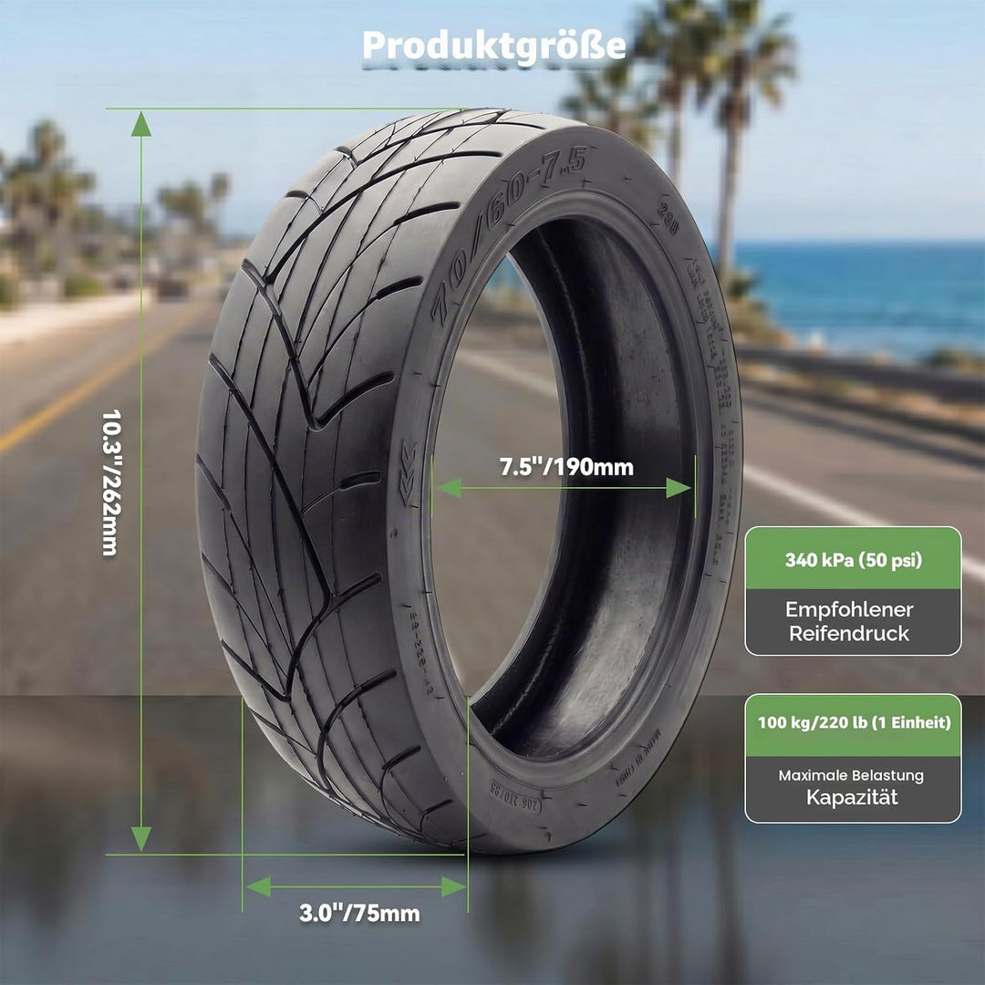 70/60-7.5 Reifen Tubeless für Segway Ninebot MAX G3 E Scooter Vakuumreifen | 11 Zoll Selbstheilender