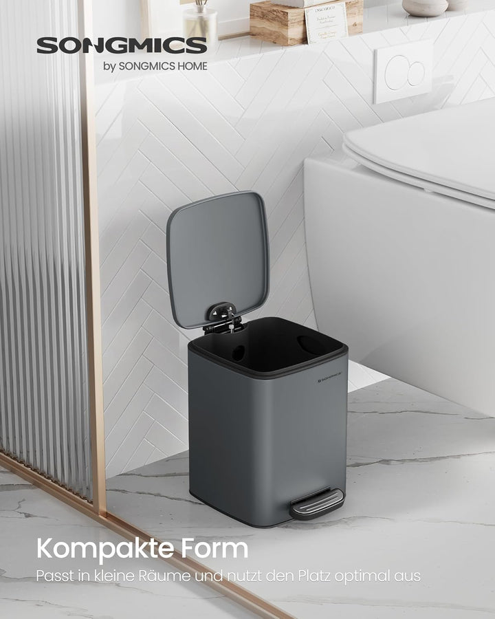 SONGMICS Kosmetikeimer, 6 Liter, Mülleimer Bad, kleiner Abfalleimer, Tretmülleimer, mit Pedal, für k