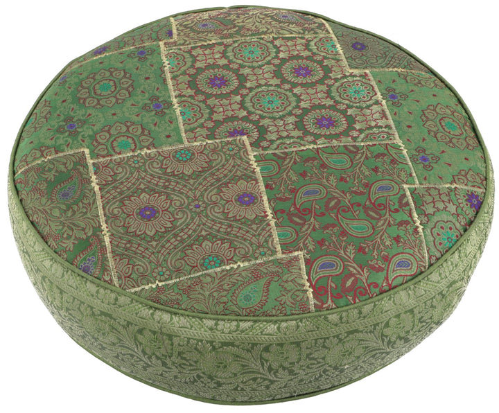 GURU SHOP Orientalisches Rundes Patchwork Kissen 40 cm, Sitzkissen, Bodenkissen mit Baumwollfüllung