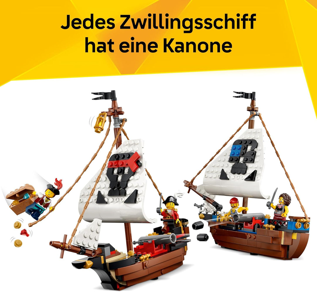 LEGO Creator Legendäres Piratenschiff Spielzeug - Modellbau mit 2 Bauoptionen - Burg oder 2 Zwilling