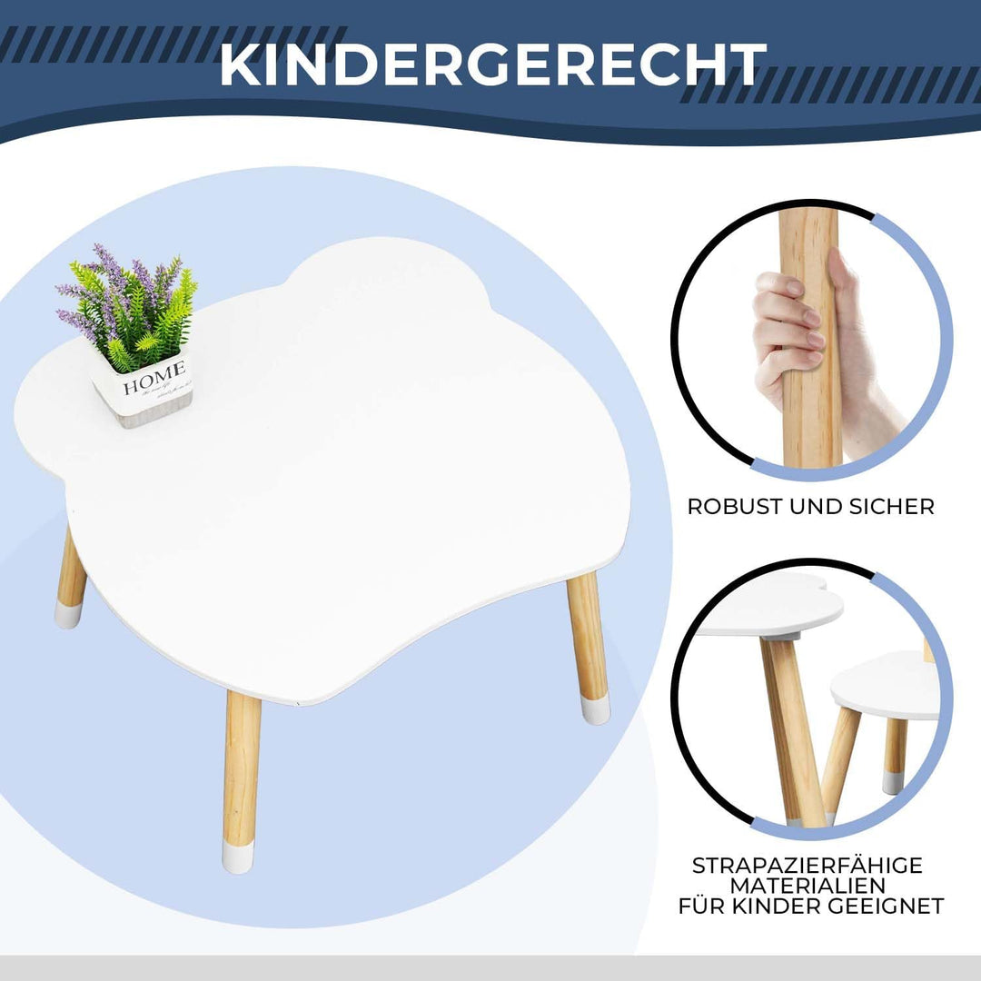 Rebecca Mobili Set Kindertisch und 2 Stühle, Kindertisch mit Stühlen, Weiss Braun, MDF Kiefer, für M