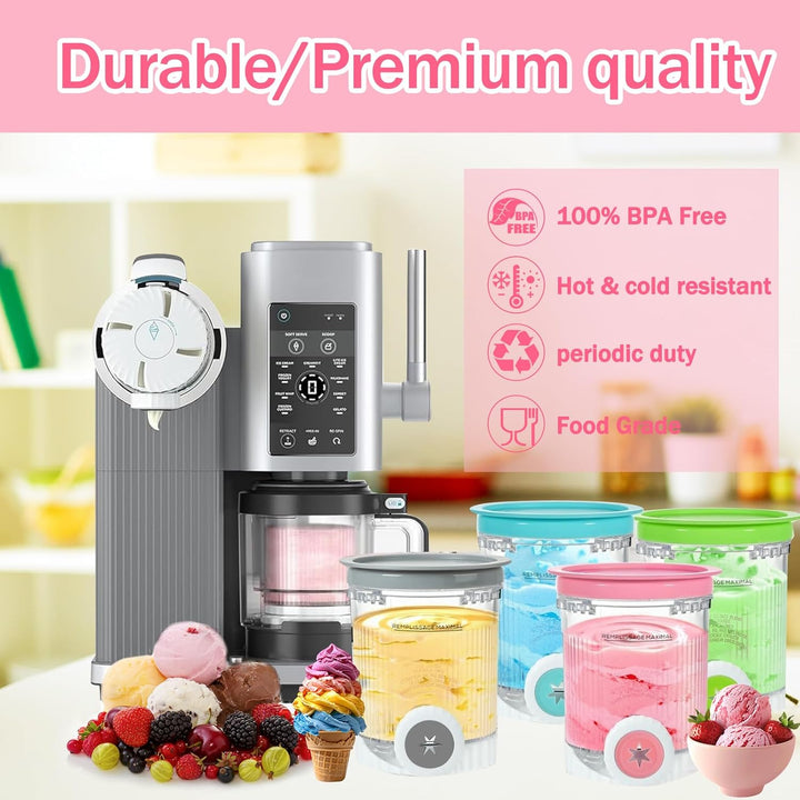 Für 4 Stück Ninja Swirl Creami Behälter 480 ml Eisbehälter für NC700 NC701EU Serie, Eiscreme Behälte