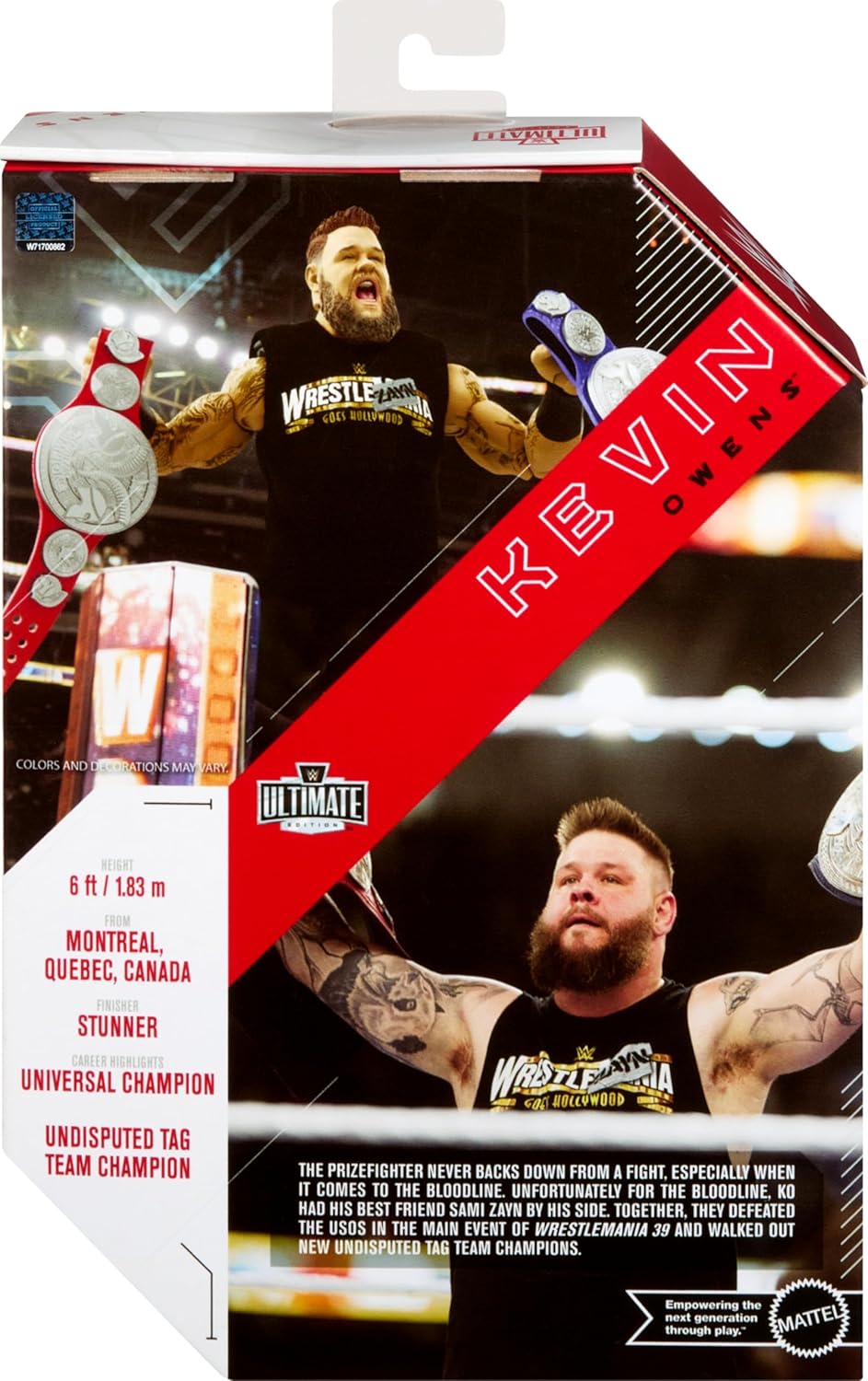 Mattel WWE Ultimate Edition Actionfigur & Zubehör, 15,2 cm Kevin Owens Sammelset, austauschbare Köpf