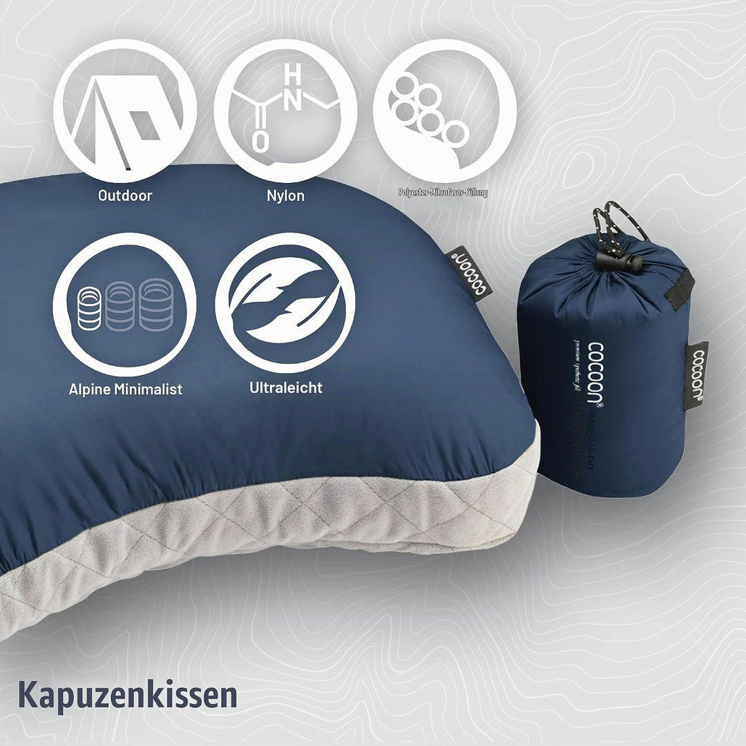 Cocoon Air-Core Hood/Camp Pillow Grösse 28 x 37 cm Wasabi/Grey, Wasabi/Grey