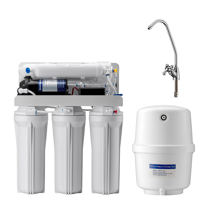 Naturewater 5 Stufen Umkehrosmose RO 180 L/Tag mit Druckerhöhungspumpe und manuellem Ventil