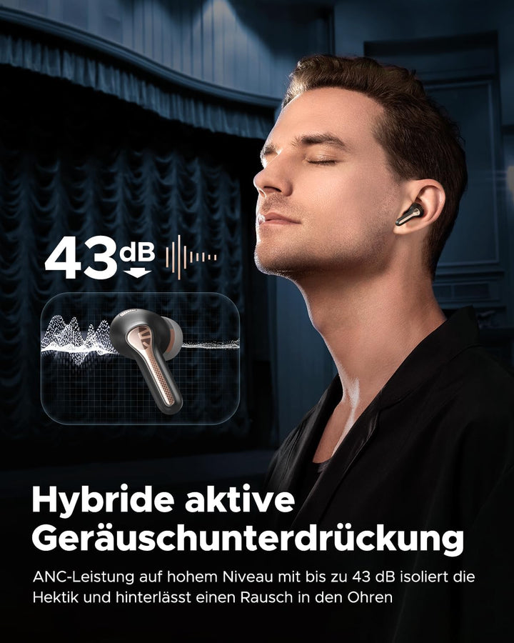 SoundPEATS Capsule3 Pro Bluetooth Kopfhörer Hi-Res Audio-Kopfhörer mit LDAC, 43dB Hybride aktive Ger