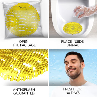 (12er-Pack) Spargos Urinalsieb mit Duft Urinal Stein, Spritzschutz Geruchsschutz für Toiletten im Ba