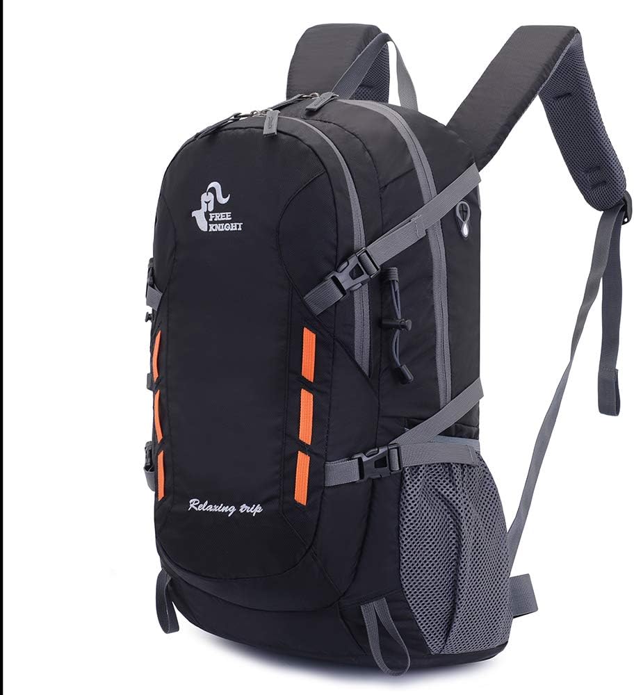 40L Leichter Tagesrucksack Radfahren Wandern Wasserdichter Reiserucksack (Schwarz), Schwarz