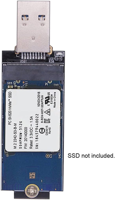 NFHK USB 3.1 Gen2 10Gbps to NVME PCI-E M-Key Solid State Drive External Enclosure 2230/2242mm Black