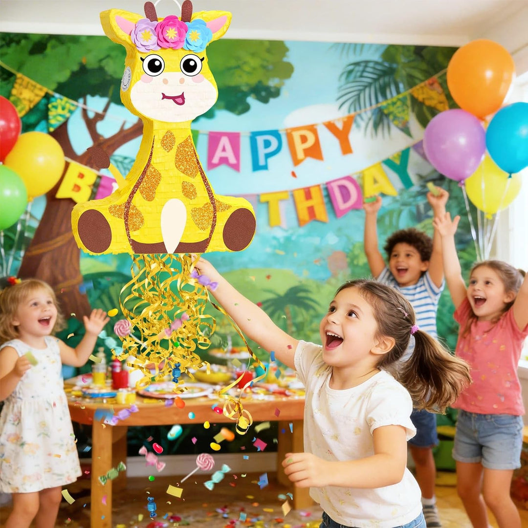 WERNNSAI Giraffen Pinata – Tier Pinata Partyspiel für Kindergeburtstage Giraffen Piñata Set mit Stöc