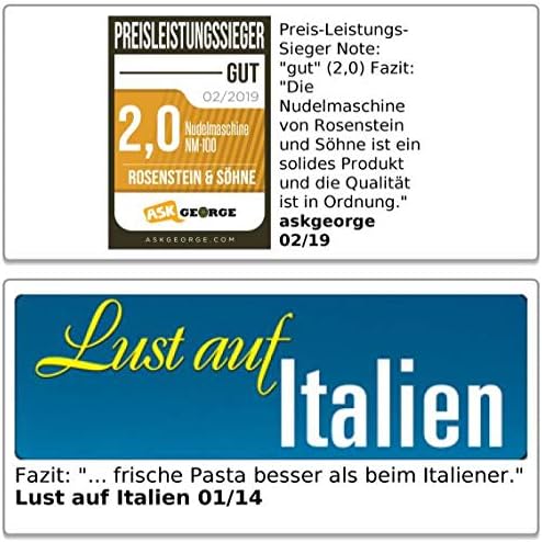 Rosenstein &amp; Söhne Nudelmaschine: Nudel-Maschine NM-100, schmale &amp; breite Bandnudeln (Pastamaschine)