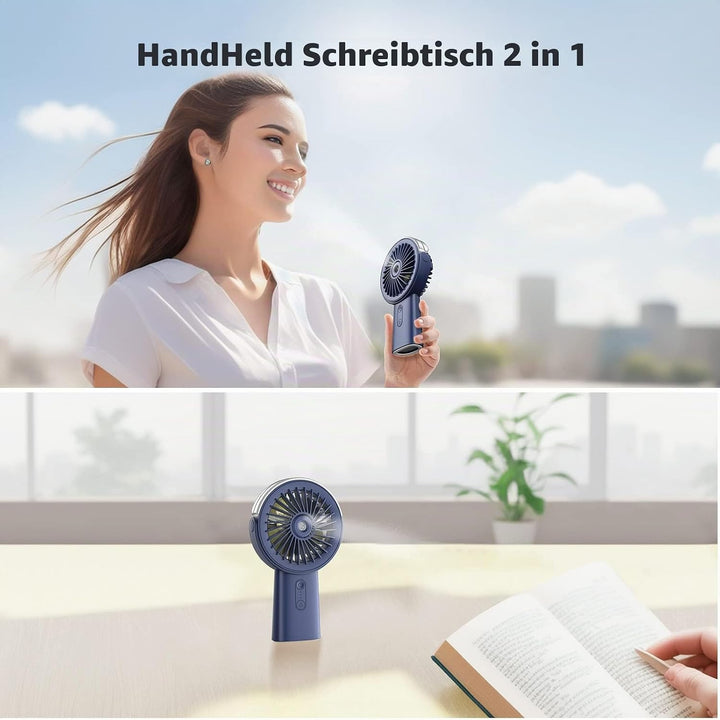 Otlonpe Handventilator Mit Wasserkühlung, 4000mAh Hand Ventilator Akku Aufladbar Mit Wasser, 3 Gesch