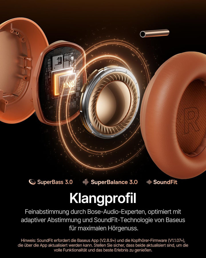 Baseus Inspire XH1 Over-Ear Kopfhörer mit Noise Cancelling, Sound by Bose, Cloud-Komfort, Dolby Audi